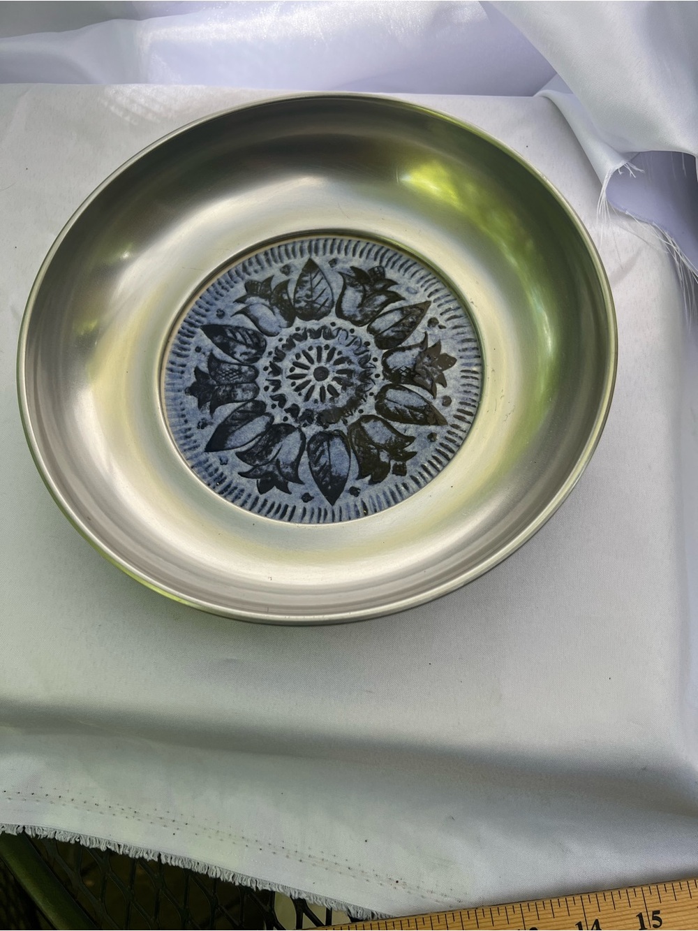 B.W. Buenilum serving dish with tile inlay Vintage MCM